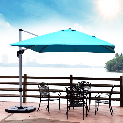 Topbuy 10' Market Umbrella Outdoor Patio Square Offset w/Base Burgundy/Brick Red/Beige/Blue/Tan