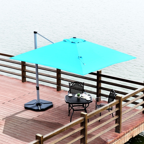 Topbuy 10' Market Umbrella Outdoor Patio Square Offset w/Base Burgundy/Brick Red/Beige/Blue/Tan