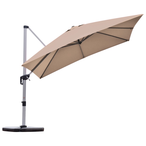 TOPBUY  10' Market Umbrella Outdoor Patio Square Offset W/base Beige/ Burgundy/ Blue/ Brick Red/ In Tan