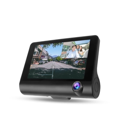 ULTREND Three-Way Car DVR Dashcam, 4"&nbsp;Dashcam pour voitures avec double objectif HD Car DVR Rearview et 1080P avant, 720P intérieur cabine et