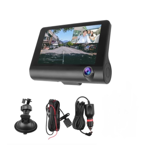 ULTREND Three-Way Car DVR Dashcam, 4"&nbsp;Dashcam pour voitures avec double objectif HD Car DVR Rearview et 1080P avant, 720P intérieur cabine et