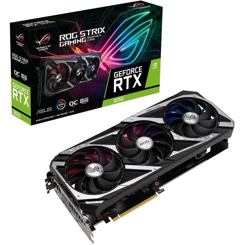 ASUS  Rog Strix Nvidia Geforce Rtx 3050 Oc Edition Gaming Graphics Card - PCie 4.0, 8GB Gddr6, HDMI 2.1, Displayport 1.4A, Axial-Tech Fan Design