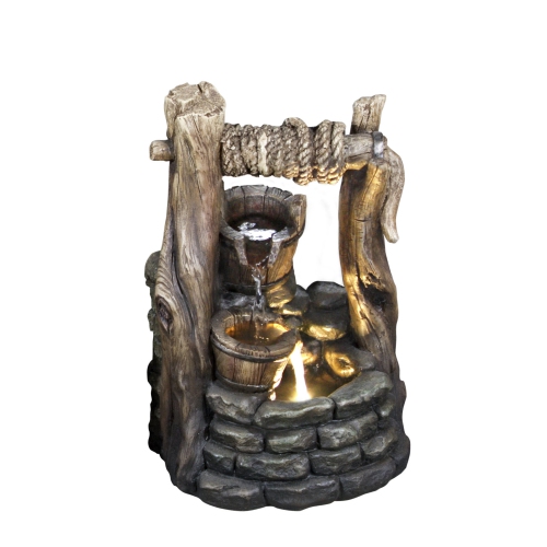 HI-LINE GIFT LTD  Well Fountain With 2 Buckets & Led
