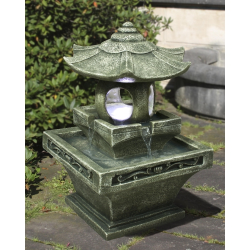 Hi-Line Gift Ltd Pagoda Lantern Fountain with Light