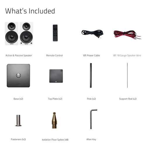 Fluance Ai41 Powered 2-Way 2.0 Stereo Bookshelf Speakers with 5" Drivers 90W Amplifier for Turntable Bluetooth w/ Stands