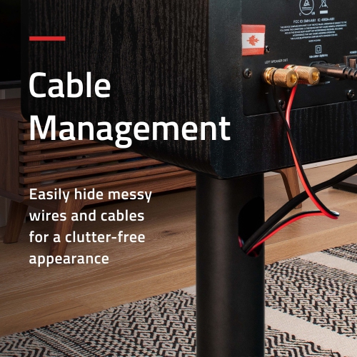 Fluance Floor Speaker Stands for Surround Sound and Bookshelf Speakers with Cable Management - Square Base/Pair