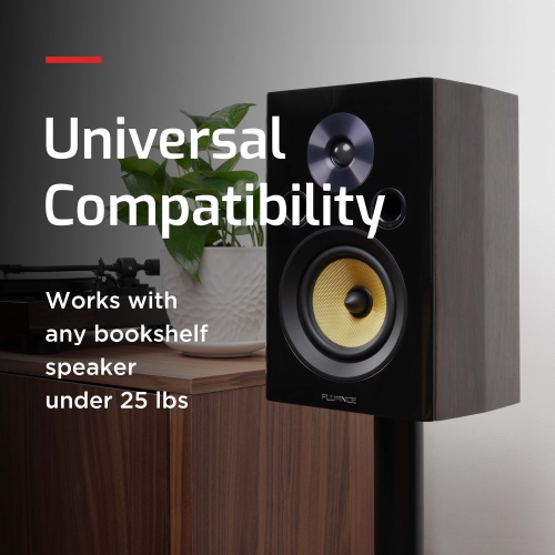 Fluance Floor Speaker Stands for Surround Sound and Bookshelf Speakers with Cable Management - Square Base/Pair