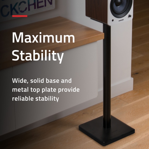 Fluance Floor Speaker Stands for Surround Sound and Bookshelf Speakers with Cable Management - Square Base/Pair