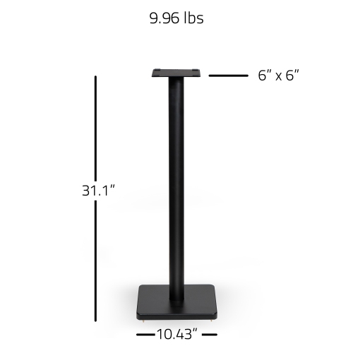 Fluance Floor Speaker Stands for Surround Sound and Bookshelf Speakers with Cable Management - Square Base/Pair