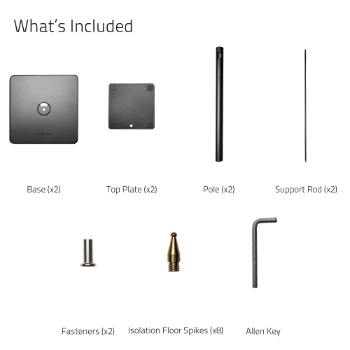Fluance Floor Speaker Stands for Surround Sound and Bookshelf Speakers with Cable Management - Square Base/Pair