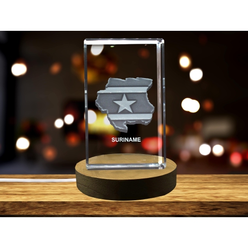 Suriname 3D Engraved Crystal 3D Engraved Crystal Keepsake/Gift/Decor/Collectible/Souvenir