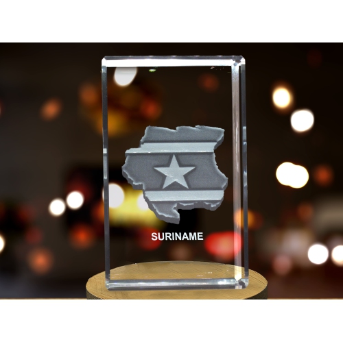 Suriname 3D Engraved Crystal 3D Engraved Crystal Keepsake/Gift/Decor/Collectible/Souvenir