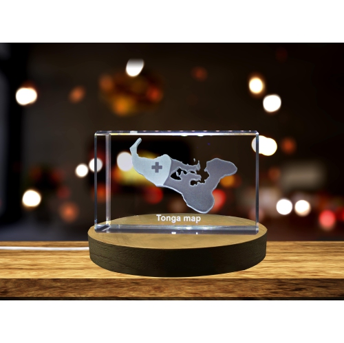 Tonga gravé 3D cristal gravé 3D cristal souvenir/cadeau/décor/collection/souvenir