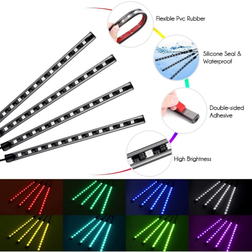 Car LED Ambient Lamp Music Sync Atmosphere Interior Decorative Lights Remote Car Foot Light FREE SHIPPING