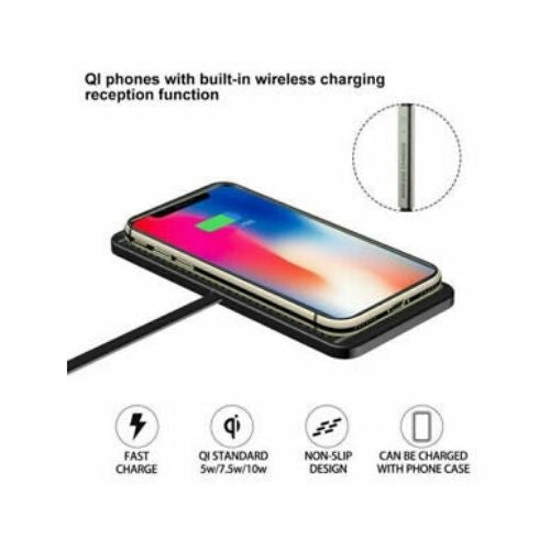 Qi Car Wireless Charger Pad Phone Fast Charging Mat Non-Slip for iPhone Samsung