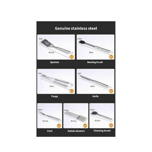 10x STAINLESS STEEL BBQ GRILL TOOL SET W/ STORAGE BAG BARBECUR COOKING UTENSIL