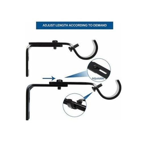 3PCS Metal Single Hang Curtain Rod Holders Bracket Into Window Frame Rod Bracket