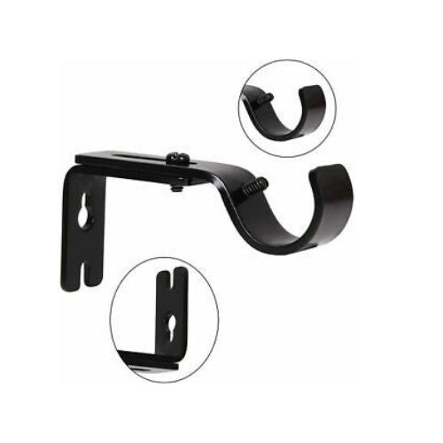 3PCS Metal Single Hang Curtain Rod Holders Bracket Into Window Frame Rod Bracket