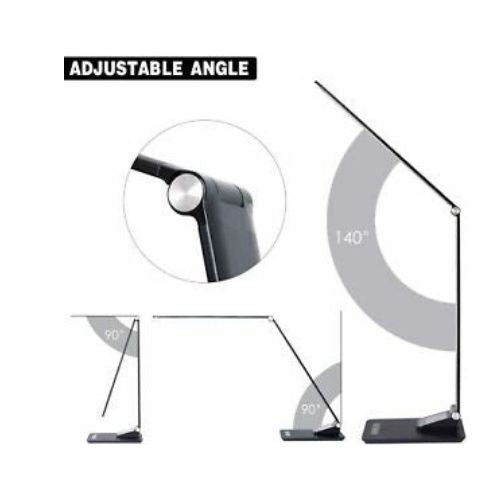 LED Desk Lamp with USB Charging Port LCD Screen Calendar Clock Alarm Thermometer