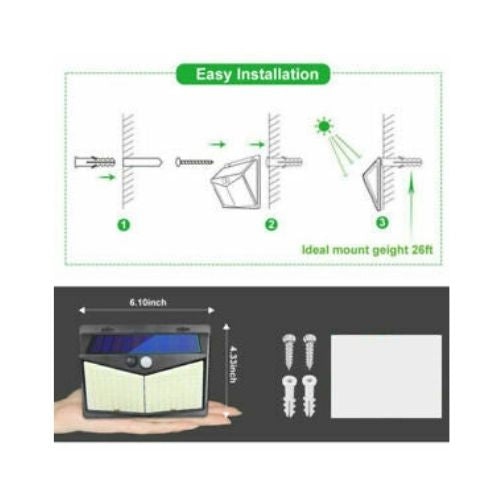 208LED Outdoor Solar Powered Lights PIR Motion Sensor Garden Security Wall Lamp