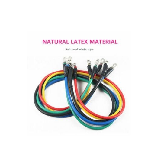 11 BANDES ÉLASTIQUES FITNESS PULL ROPE BANDE LATEX EXERCICE YOGA TUBES TIRER