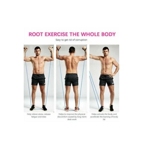 11 BANDES ÉLASTIQUES FITNESS PULL ROPE BANDE LATEX EXERCICE YOGA TUBES TIRER