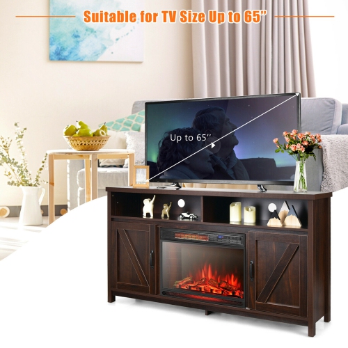 Gymax 59'' Fireplace TV Stand W/ 25'' 1350W Electric Fireplace Heater