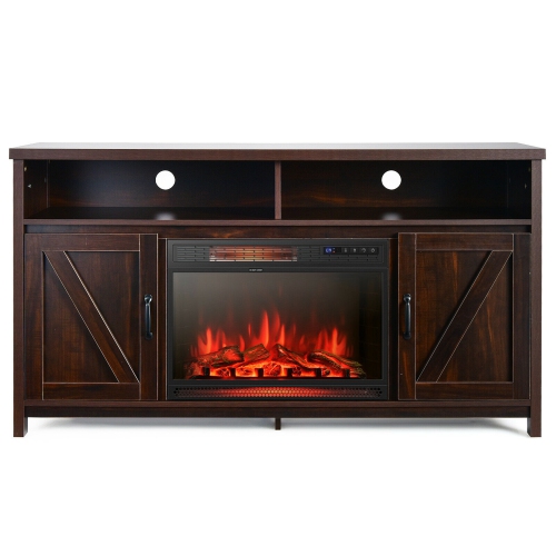 Gymax 59'' Fireplace TV Stand W/ 25'' 1350W Electric Fireplace Heater