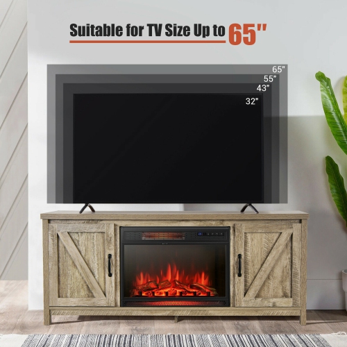 Gymax 59'' Fireplace TV Stand W/ 25'' 1350W Electric Fireplace Heater