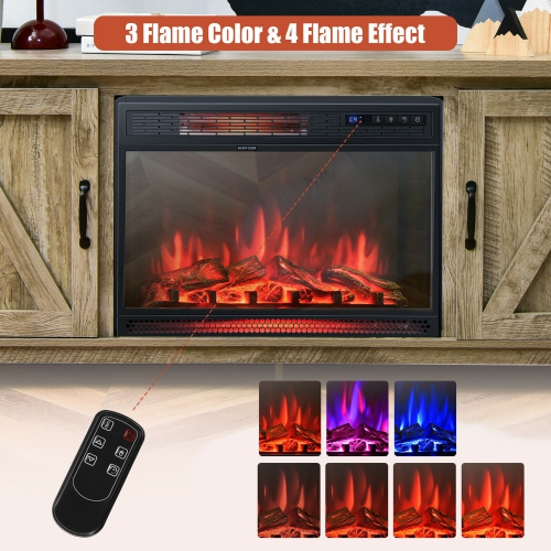 Gymax 59'' Fireplace TV Stand W/ 25'' 1350W Electric Fireplace Heater