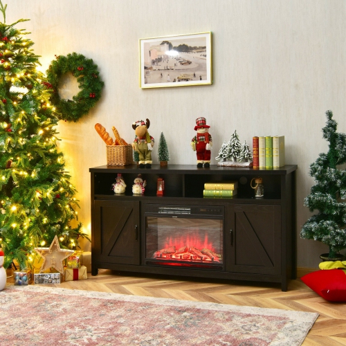 Gymax 59'' Fireplace TV Stand W/ 25'' 1350W Electric Fireplace Heater