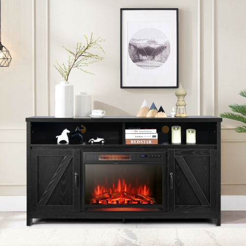 Gymax 59'' Fireplace TV Stand W/ 25'' 1350W Electric Fireplace Heater