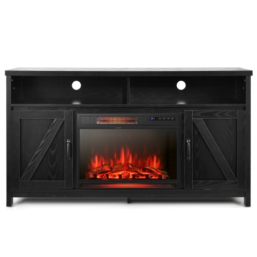 Gymax 59'' Fireplace TV Stand W/ 25'' 1350W Electric Fireplace Heater