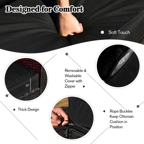 Ensemble de meubles modulaires de patio en rotin Gymax 8 pièces avec housse imperméable et coussins noirs