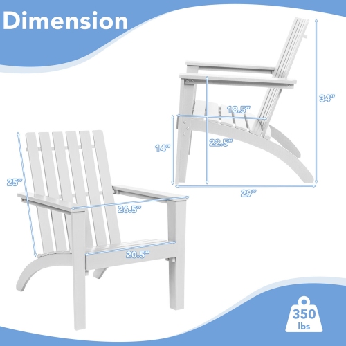 Gymax Set of 2 Outdoor Wooden Adirondack Chair Patio Lounge Chair w/ Armrest