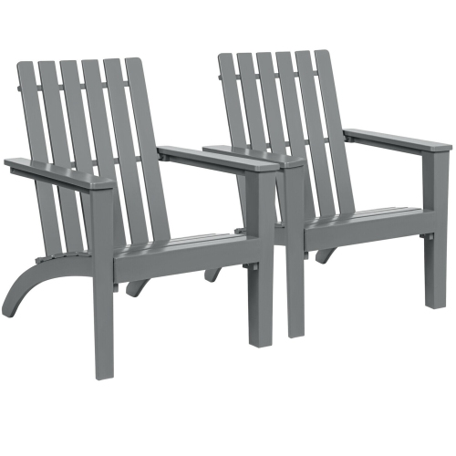 GYMAX  Set Of 2 Outdoor Wooden Adirondack Chair Patio Lounge Chair W/ Armrest