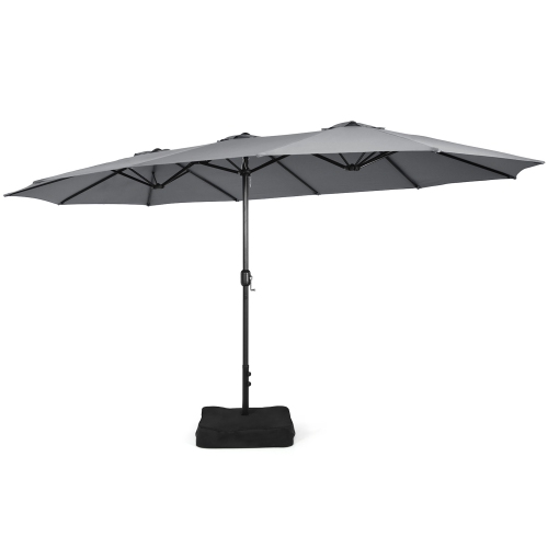 Gymax 15 ft Double-Sided Patio Twin Umbrella Extra-Large Market Umbrella w/ Base