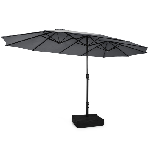 Gymax 15 ft Double-Sided Patio Twin Umbrella Extra-Large Market Umbrella w/ Base