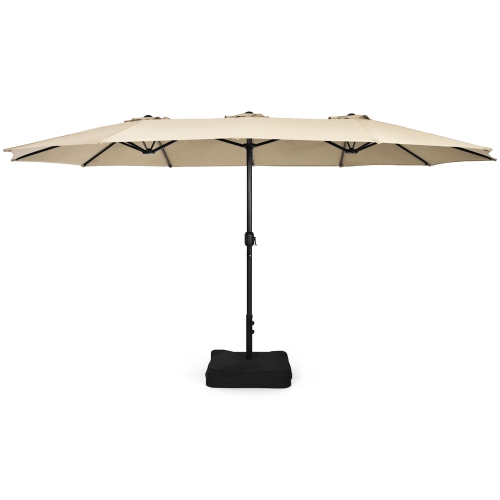 Gymax 15 ft Double-Sided Patio Twin Umbrella Extra-Large Market Umbrella w/ Base