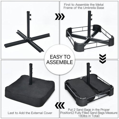 Gymax 15 ft Double-Sided Patio Twin Umbrella Extra-Large Market Umbrella w/ Base