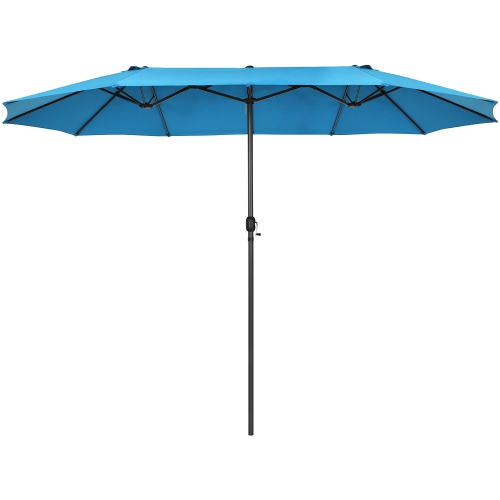 Costway 15FT Patio Double-Sided Umbrella Crank Outdoor Garden Market Sun Shade