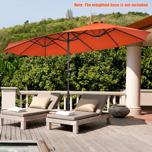 Costway 15FT Patio Double-Sided Umbrella Crank Outdoor Garden Market Sun Shade