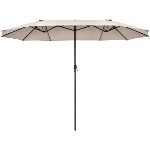Costway 15FT Patio Double-Sided Umbrella Crank Outdoor Garden Market Sun Shade
