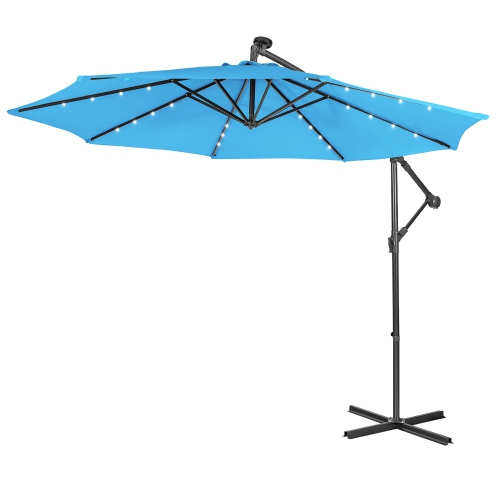 Costway 10FT Cantilever Solar Powered 32LED Lighted Patio Offset Umbrella Outdoor