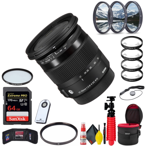 Sigma 17-70mm f/2.8-4 DC Macro OS HSM Contemporary Lens for Canon EF + Kit