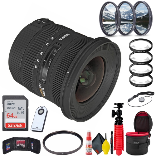 Sigma 10-20mm f/3.5 EX DC HSM Lens for Nikon F (Deluxe Bundle) With  Accessories