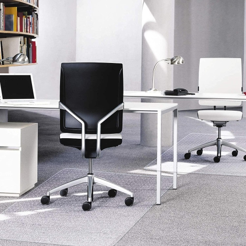 Moustache 45x53inch Translucent Office Chair Mat with Spikes for Carpet, Rectangle, PVC