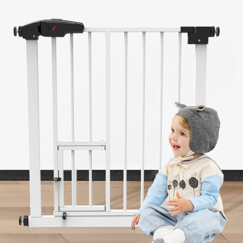 27 * 29.75in Porte de clôture de sécurité pour bébé à fermeture automatique Porte en métal à montage sous pression pour les enfants et les animaux do