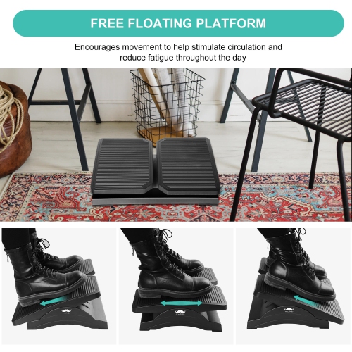 Ergonomic Height adjustable Office Footrest with 2 Separate Foot Panels, Black - Moustache®