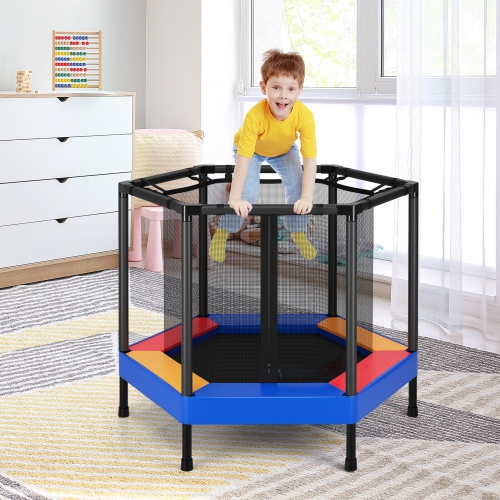 Gymax 48'' Hexagonal Kids Trampoline Recreational Bounce Jumper W/Foam Padded Handrails